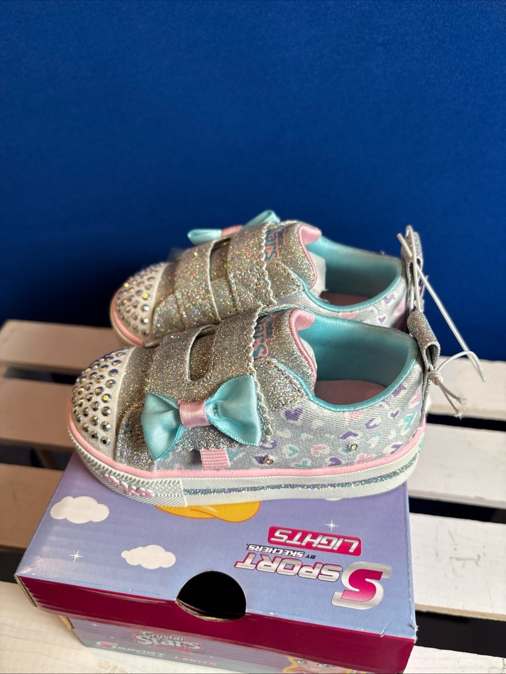 S Sport by Skechers Girls Toddlers Sz 5 Micaela Lights How’s& Bling New